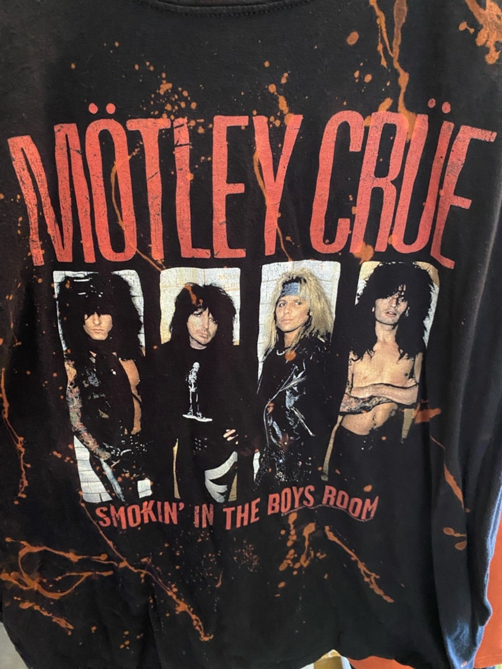 Gildan Black Motley Crue Graphic Tee with Orange Splatter - Picture 2 of 5